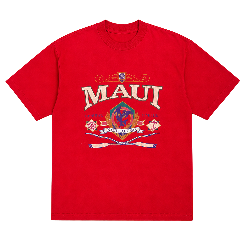 Vintage Fruit of the Loom Maui Nautical Gear Graphic T-Shirt Red XXXL 1