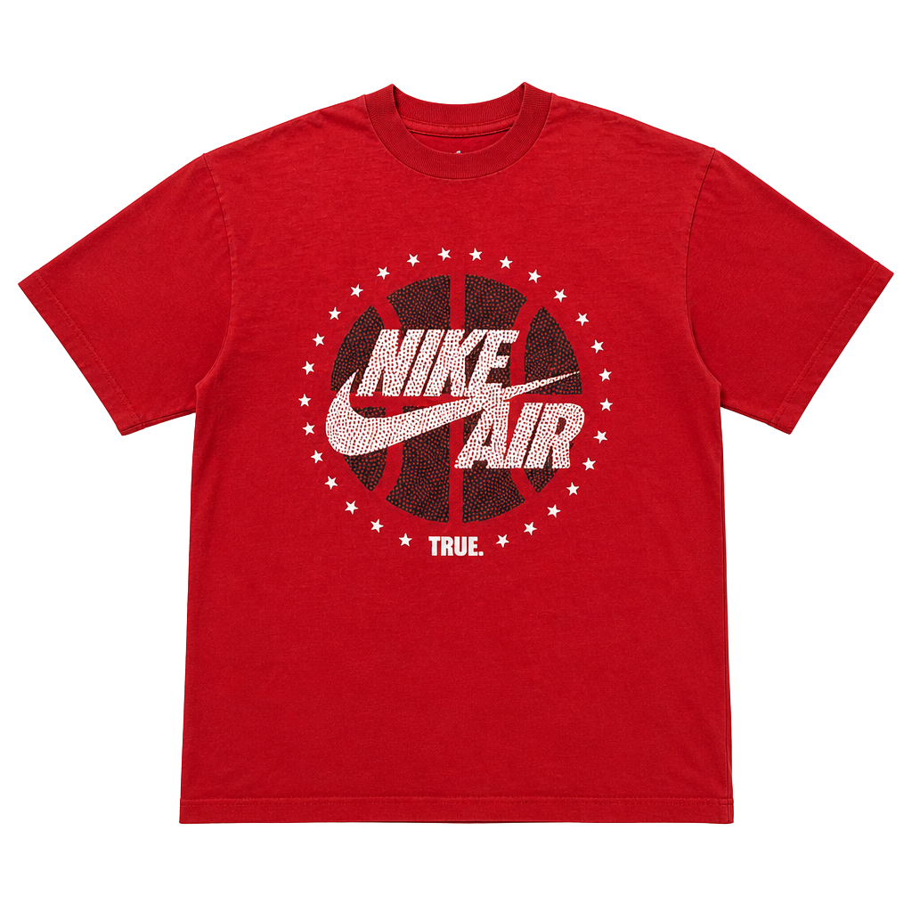 Vintage Y2K Distressed Nike Silver Tag Air True Basketball Red Graphic T-Shirt XL 1