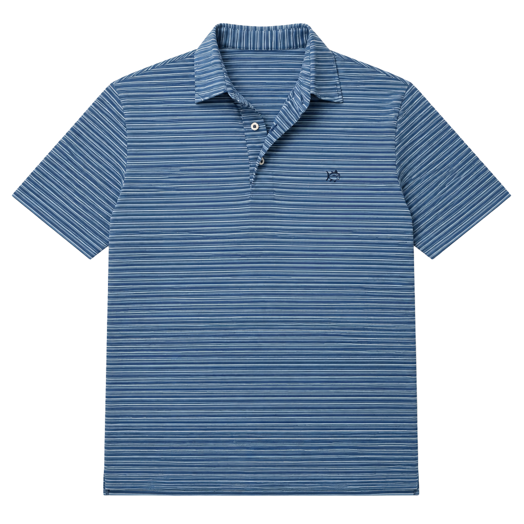 Southern Tide Men's Short Sleeve Blue Striped Performance Polo Large 1