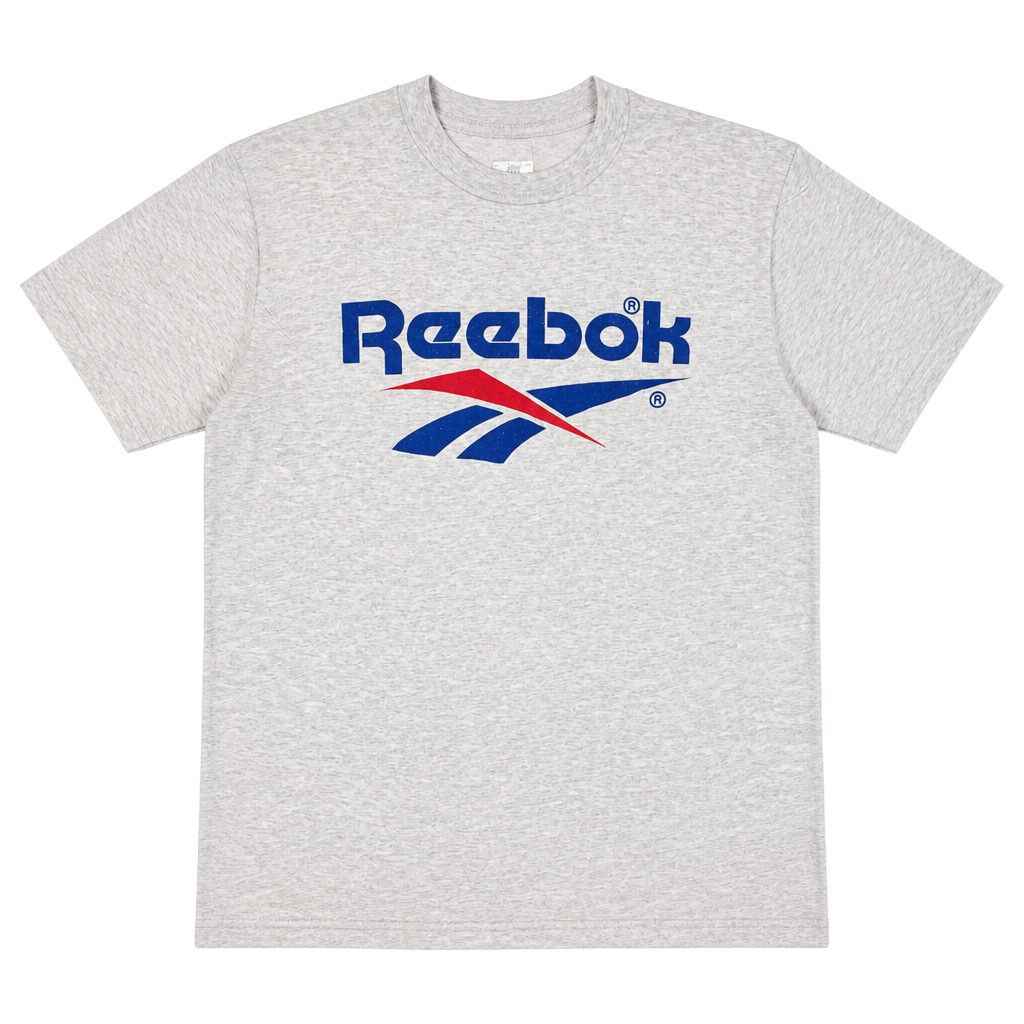 Vintage Reebok Vector Logo T-Shirt Grey Size Large Made in USA 1