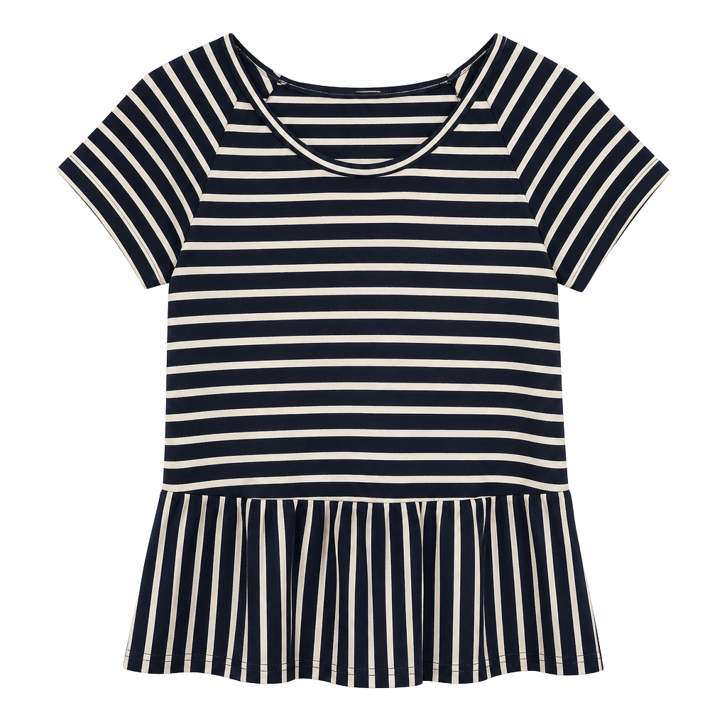 Madewell Short Sleeve Swing Panel Striped T-Shirt Size XXS Navy Cream 1