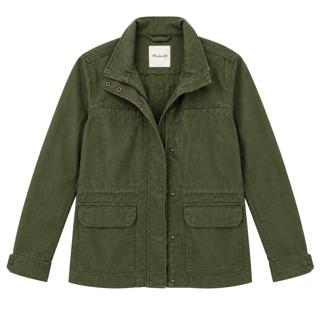Madewell Utility Jacket Size XS Olive Green Cotton Canvas Military Field 1