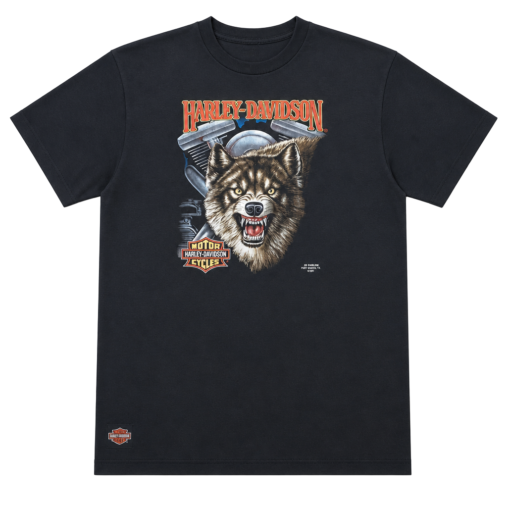 Vintage 1991 Harley Davidson 3D Emblem T Shirt 2XL Hawaii Honolulu Wolf Eagle 1