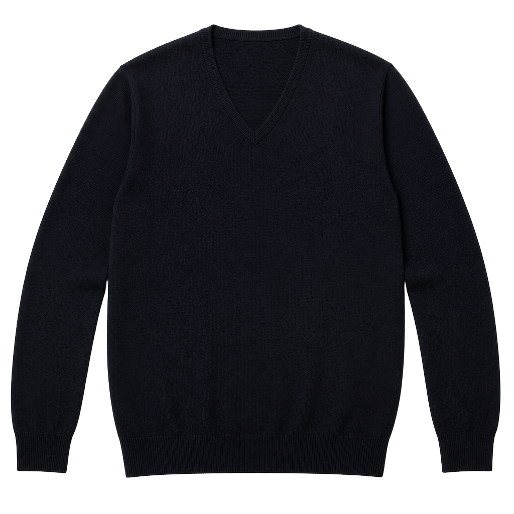 Gran Sasso V-Neck Sweater Size L Black Wool Cashmere Blend 1