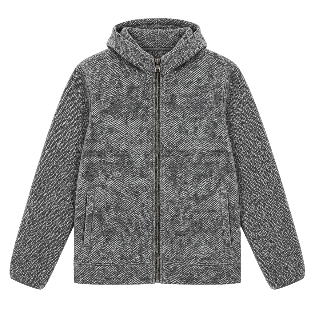 Stillwater Supply Co. Full-Zip Fleece Hoodie Size L Gray Waffle Knit 1