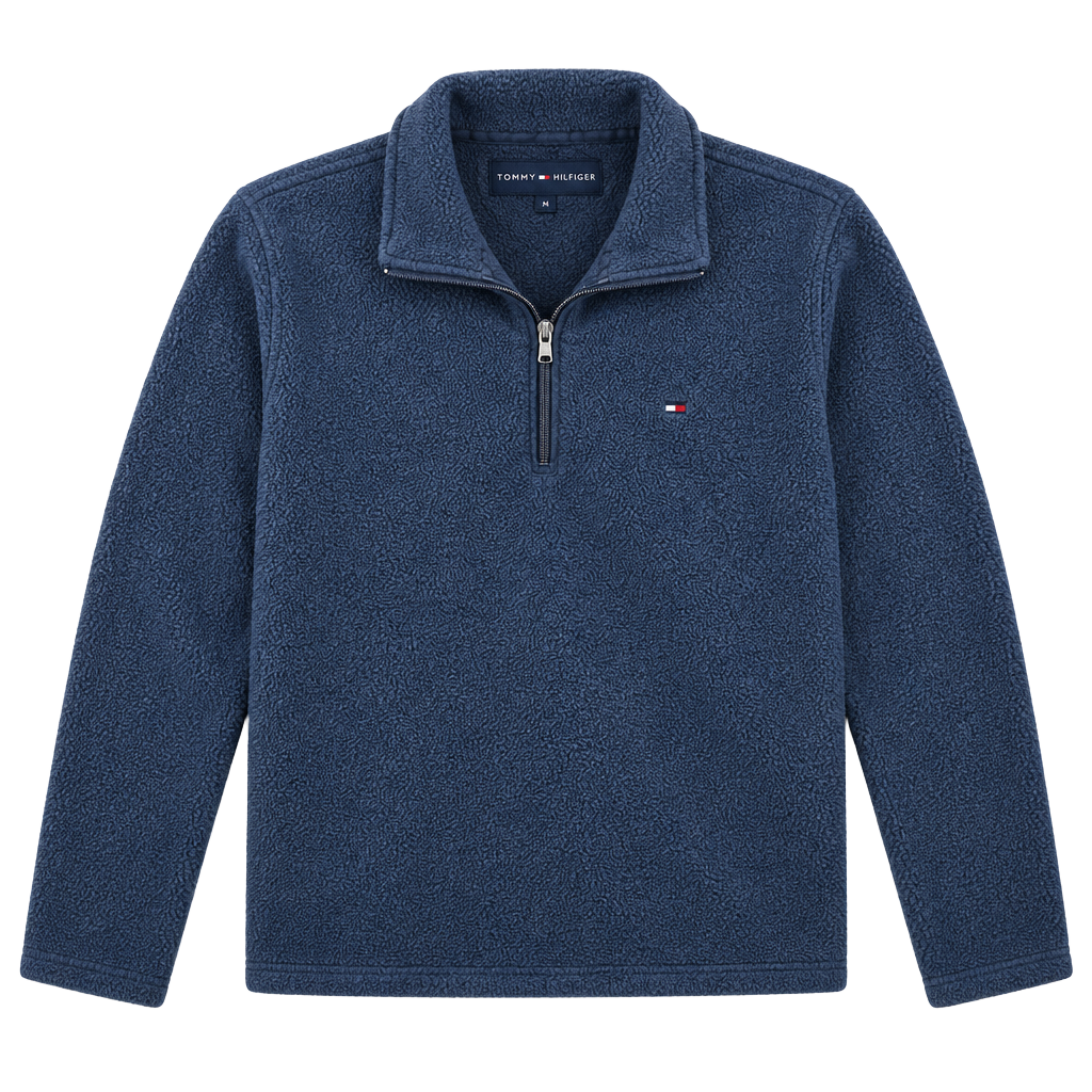 Tommy Hilfiger Quarter-Zip Fleece Pullover Size L Navy Blue 1