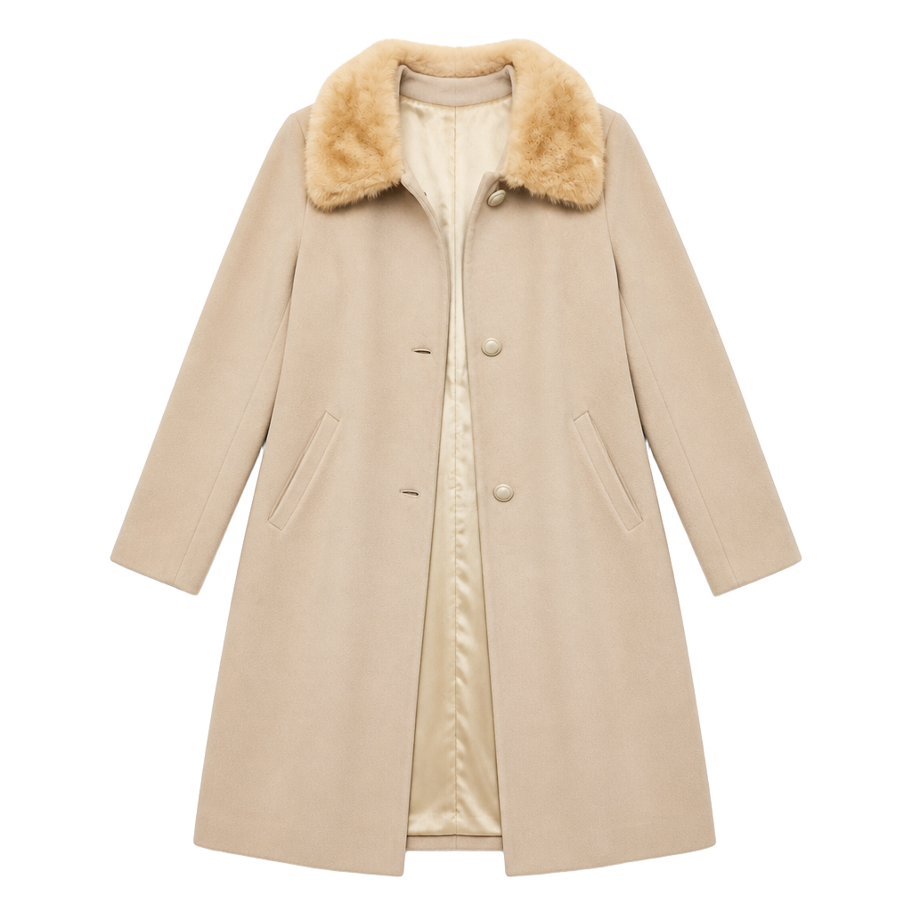 Rothmoor Vintage Cashmere Coat with Fur Collar Beige 1