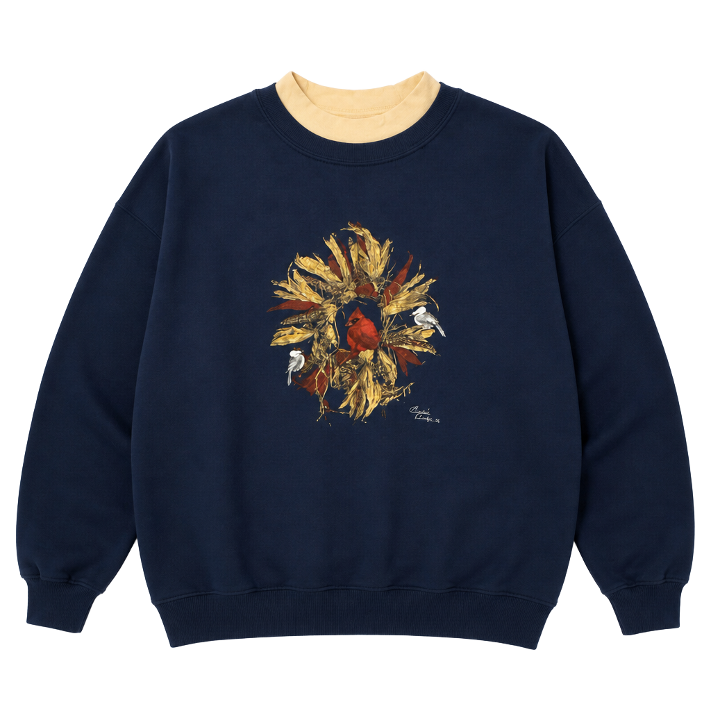 Endless Designs Faux Layered Sweatshirt Size 26W Navy Cardinal Wreath 1