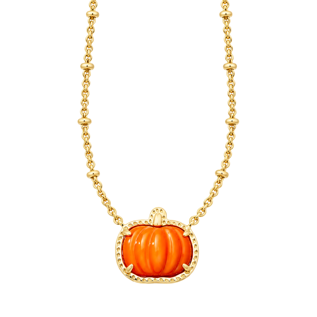 Kendra Scott Pumpkin Gold Short Pendant Necklace Orange Mother-of-Pearl 1