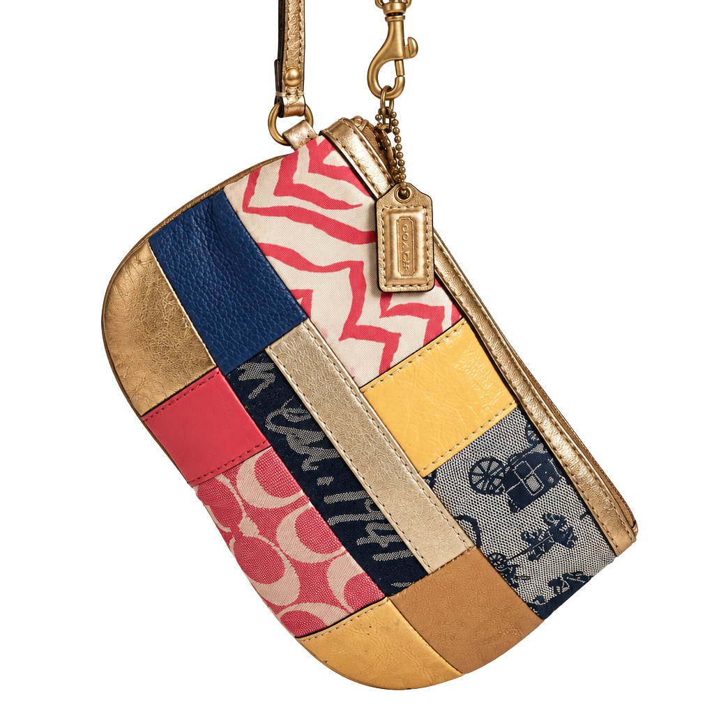 Coach Patchwork Wristlet Multicolor Signature Leather Canvas 1