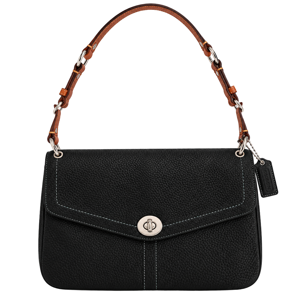 Coach Chelsea Pebbled Leather Shoulder Bag Black 1