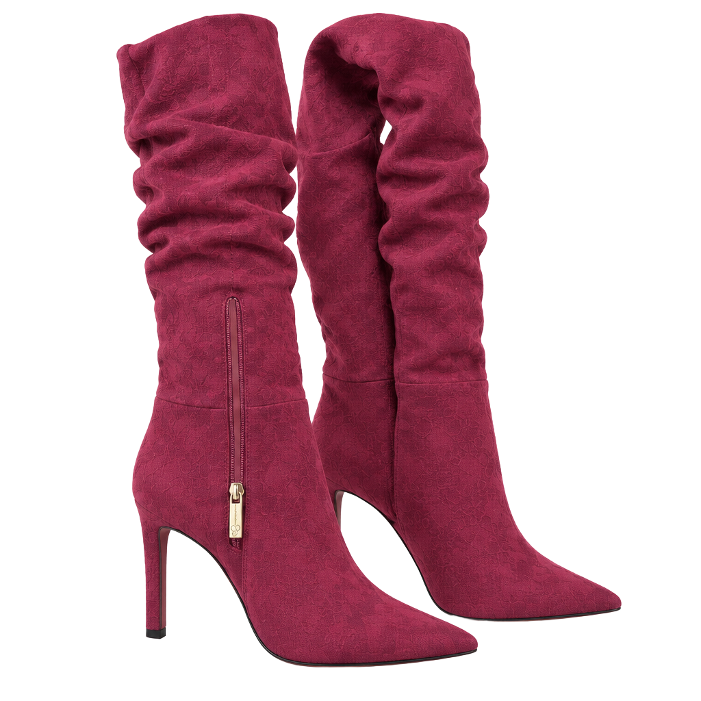 Jessica Simpson Slouch Boots Size 8M Burgundy Suede Stiletto 1