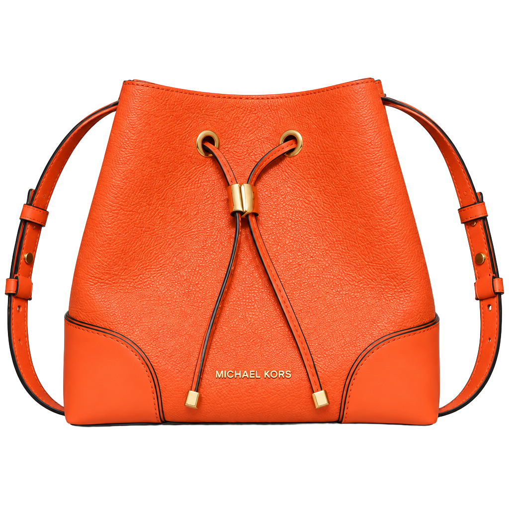 Michael Kors Orange Leather Bucket Bag Purse 1