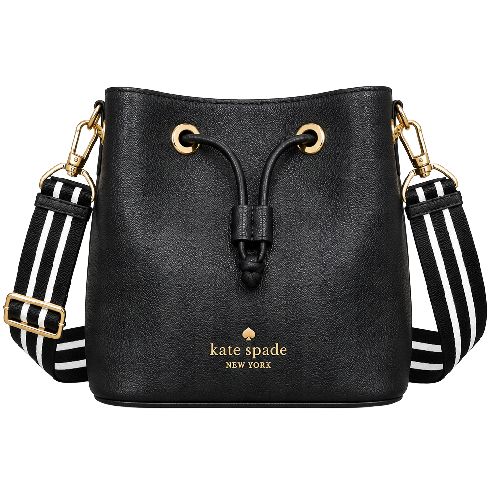 Kate Spade New York Black Leather Bucket Bag 1