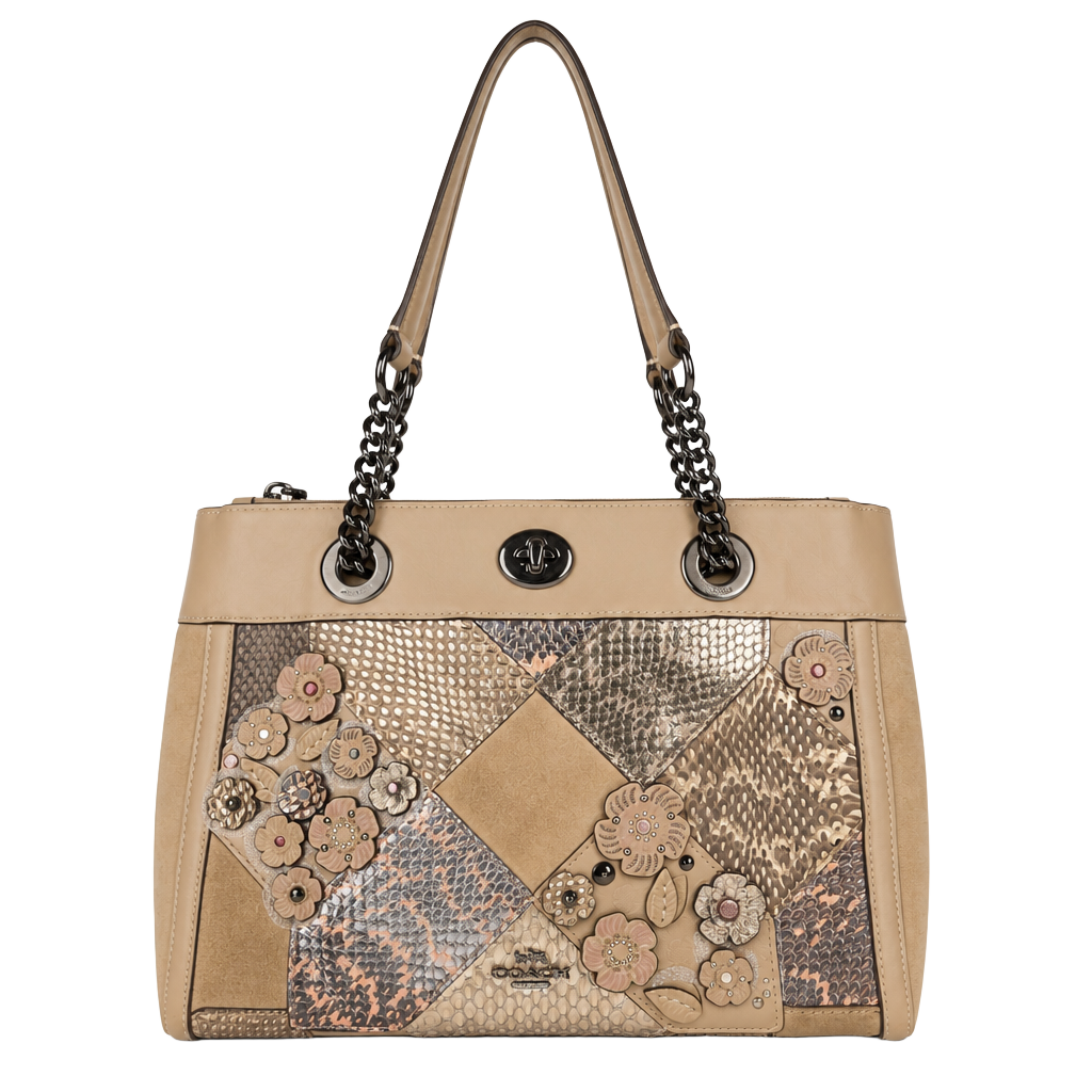 Coach Turnlock Edie Carryall with Patchwork Snakeskin shoulder bag
1