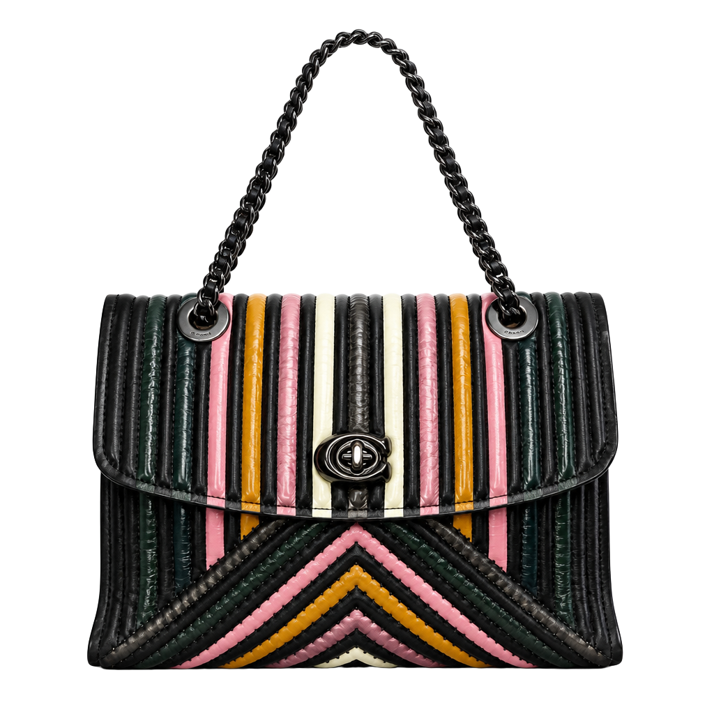Coach Rainbow Parker With Colorblock Quilting And Rivets Leather Bag 1