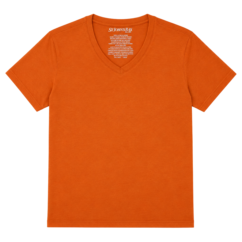 St. John's Bay V-Neck T-Shirt Size XL Orange Cotton 1