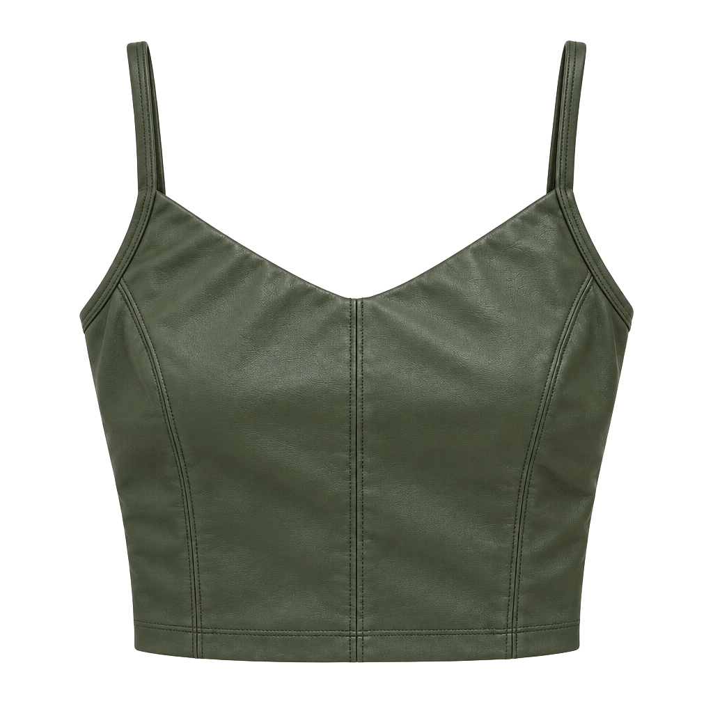OFFLINE by Aerie Real Luxe Crop Top Size S Green Faux Leather Cami 1