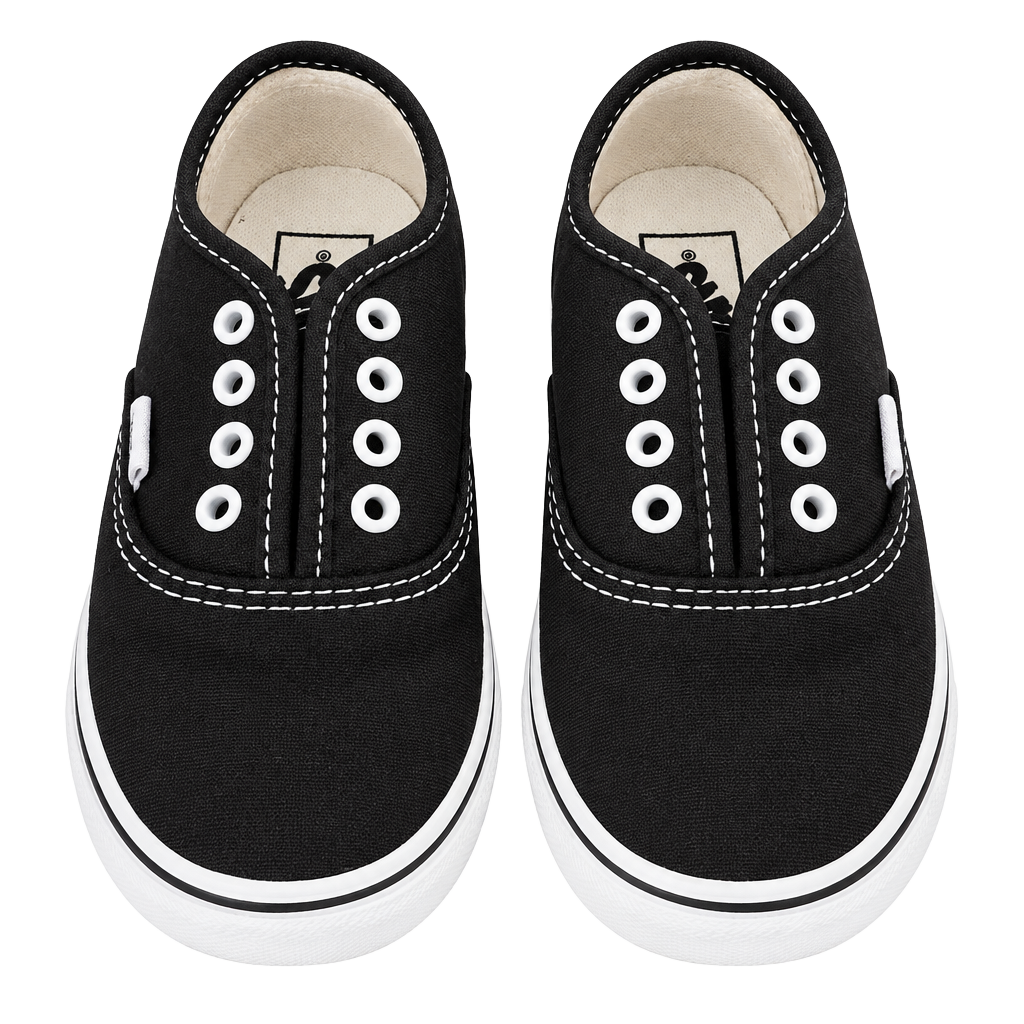 Vans Kids Authentic Slip-On V Toddler Size 8 Black Canvas Shoes 1
