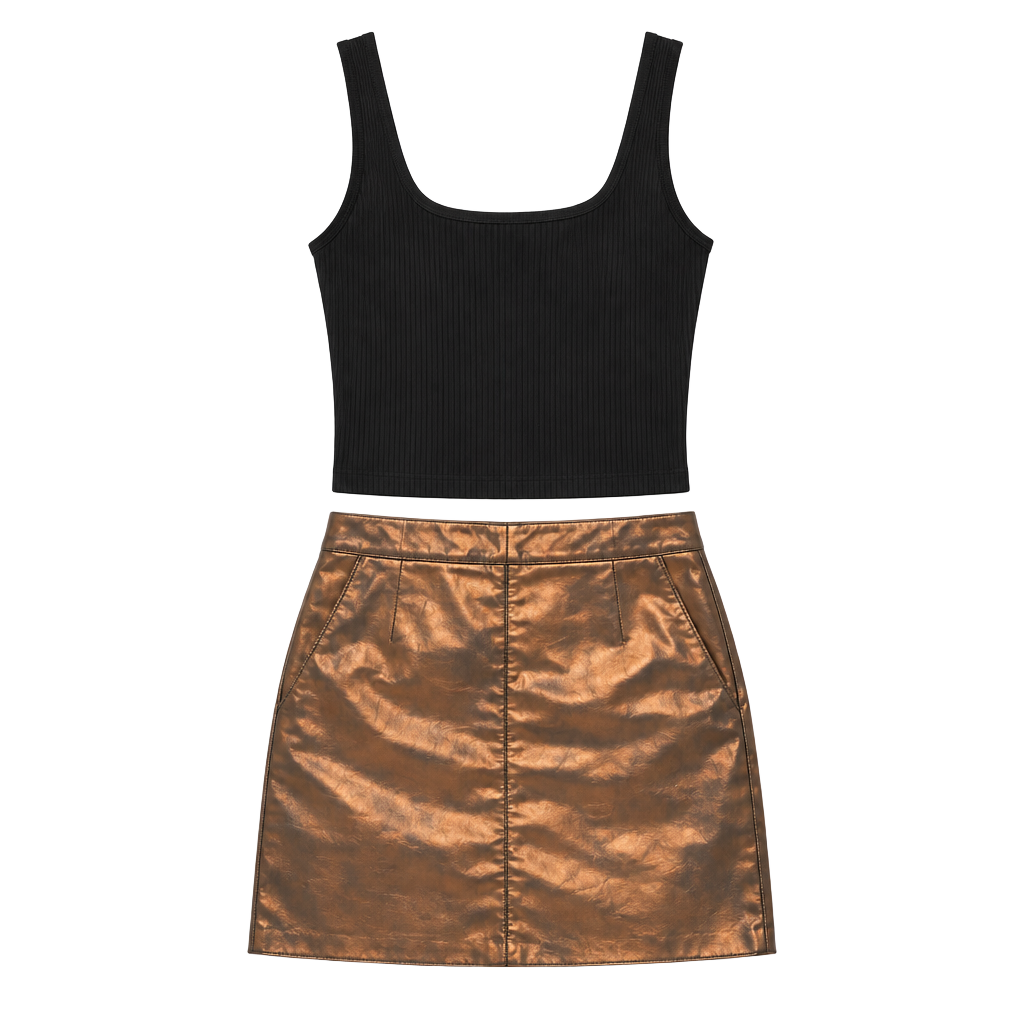 Old Navy Faux Leather Mini Skirt Size 6 Bronze Metallic 1