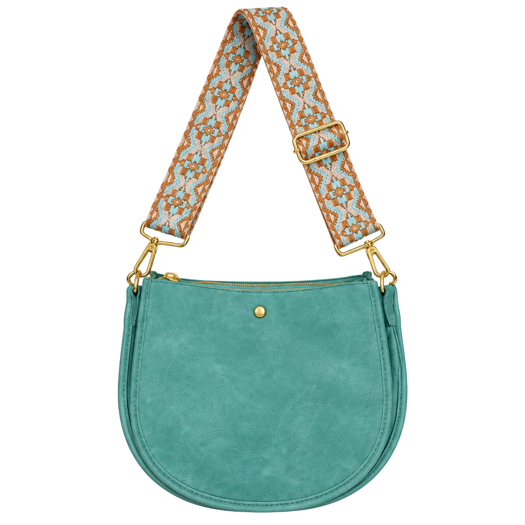 AHDORNED Double-Entry U-Shaped Messenger Bag Aqua 1