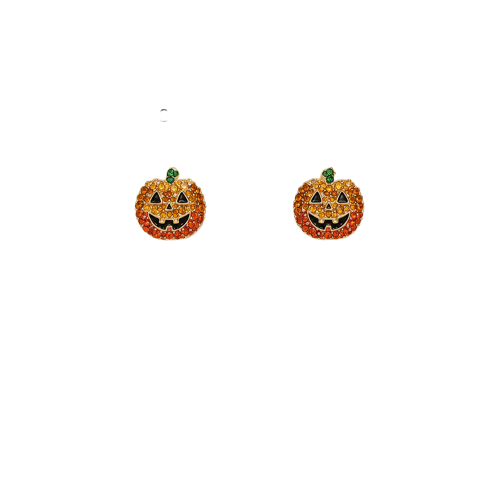 NWT BaubleBar Pick of the Patch Pumpkin Stud Earrings Halloween Crystal 1