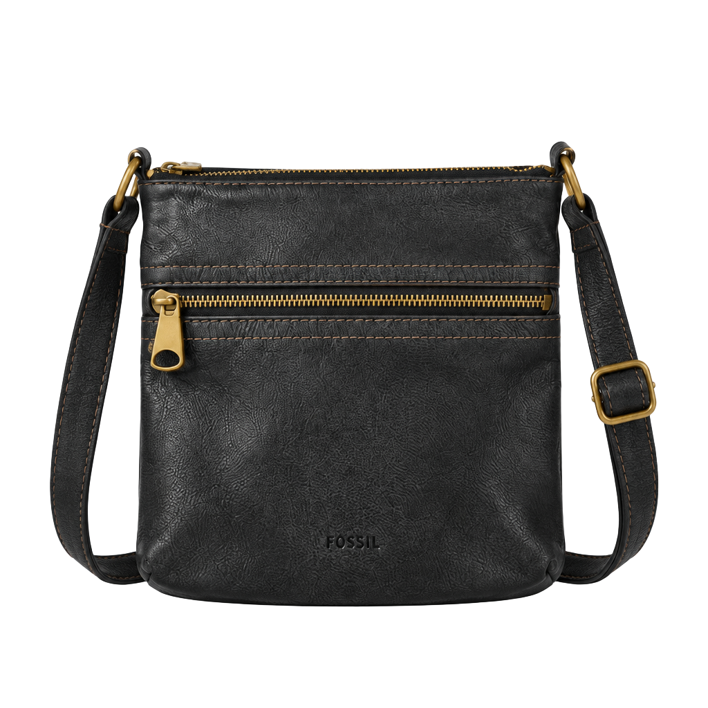Fossil Black Leather Crossbody Bag 1
