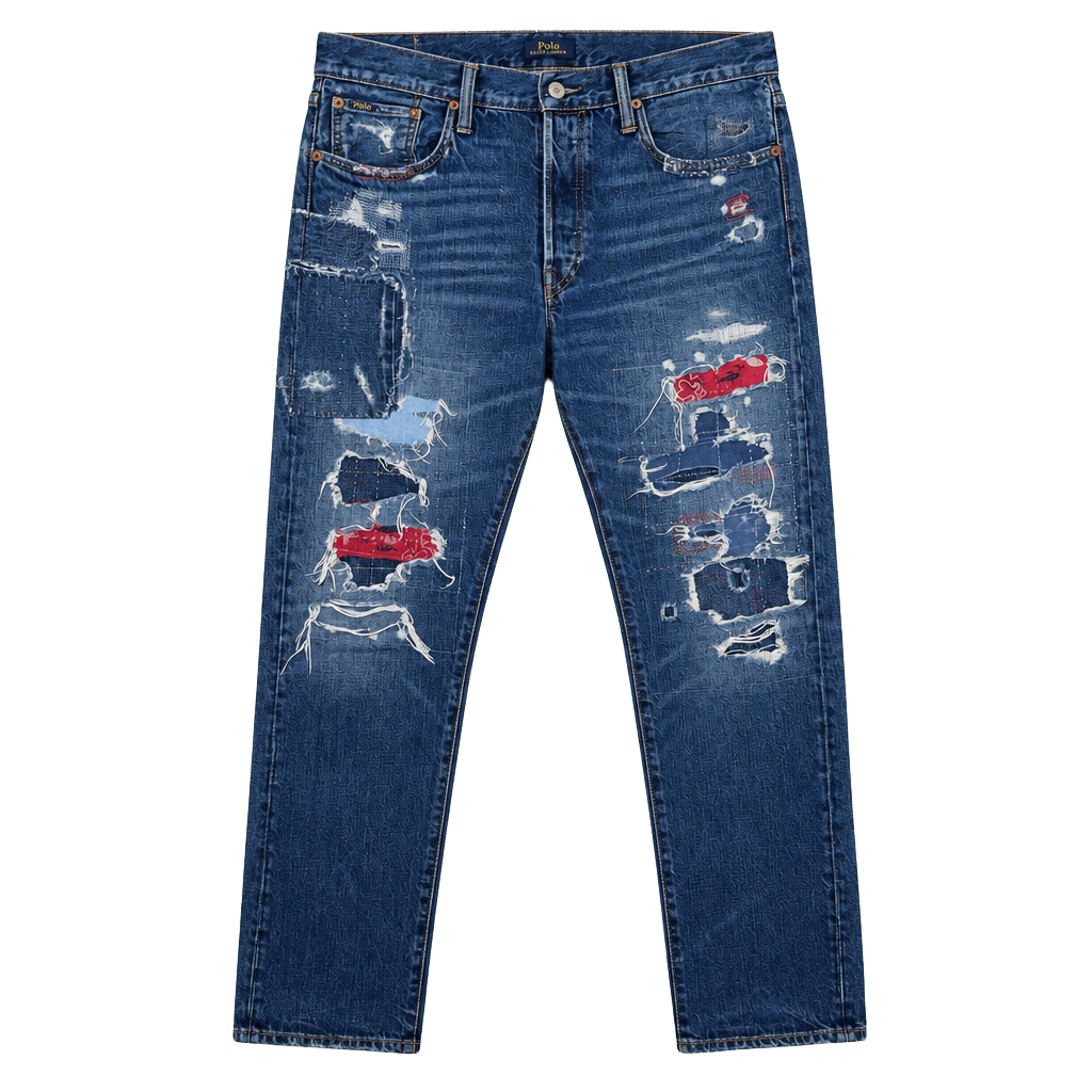 Modern Polo Ralph Lauren Distressed Patchwork Jeans Sz 34x30 Sullivan 1