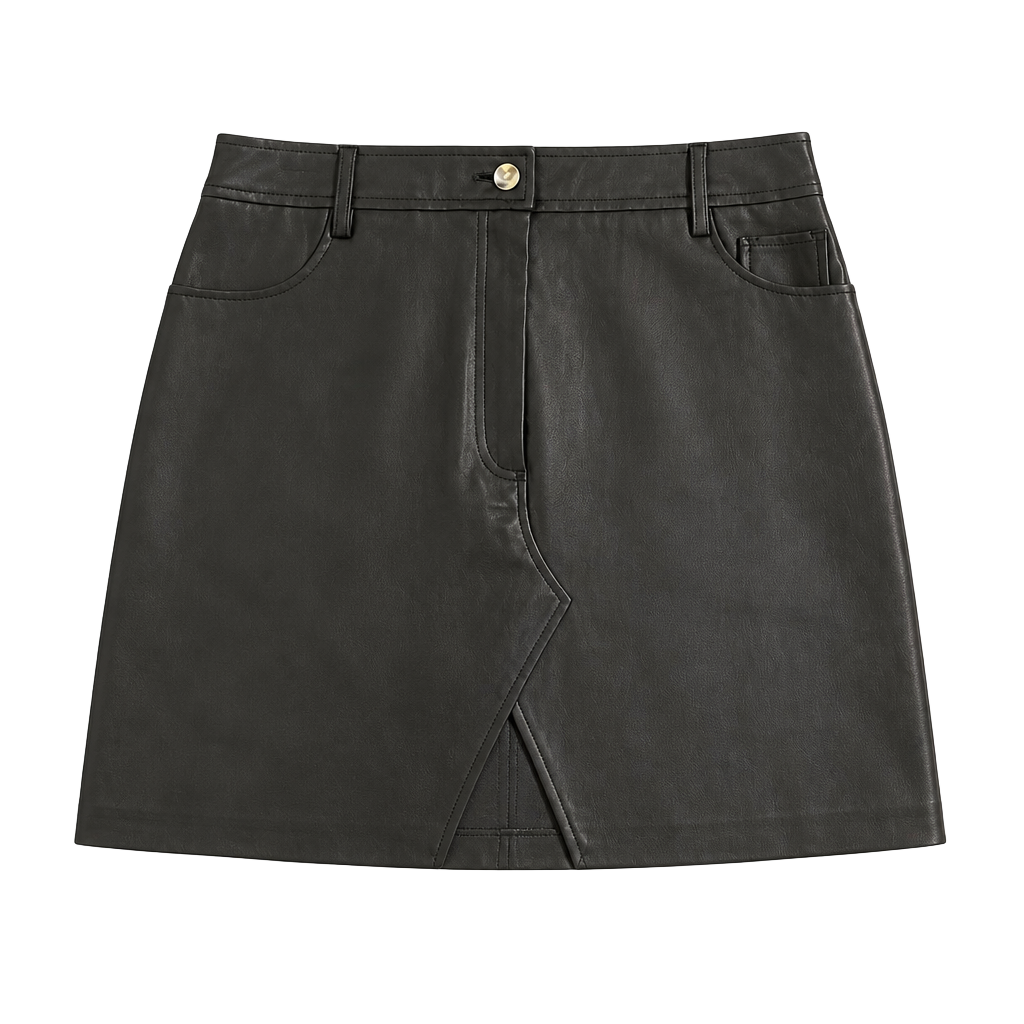 ASOS Topshop Seamed Leather Mini Skirt in Black 1
