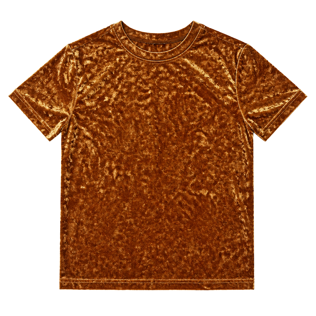 Velvet Crew Neck Short Sleeve Casual Shirt 1