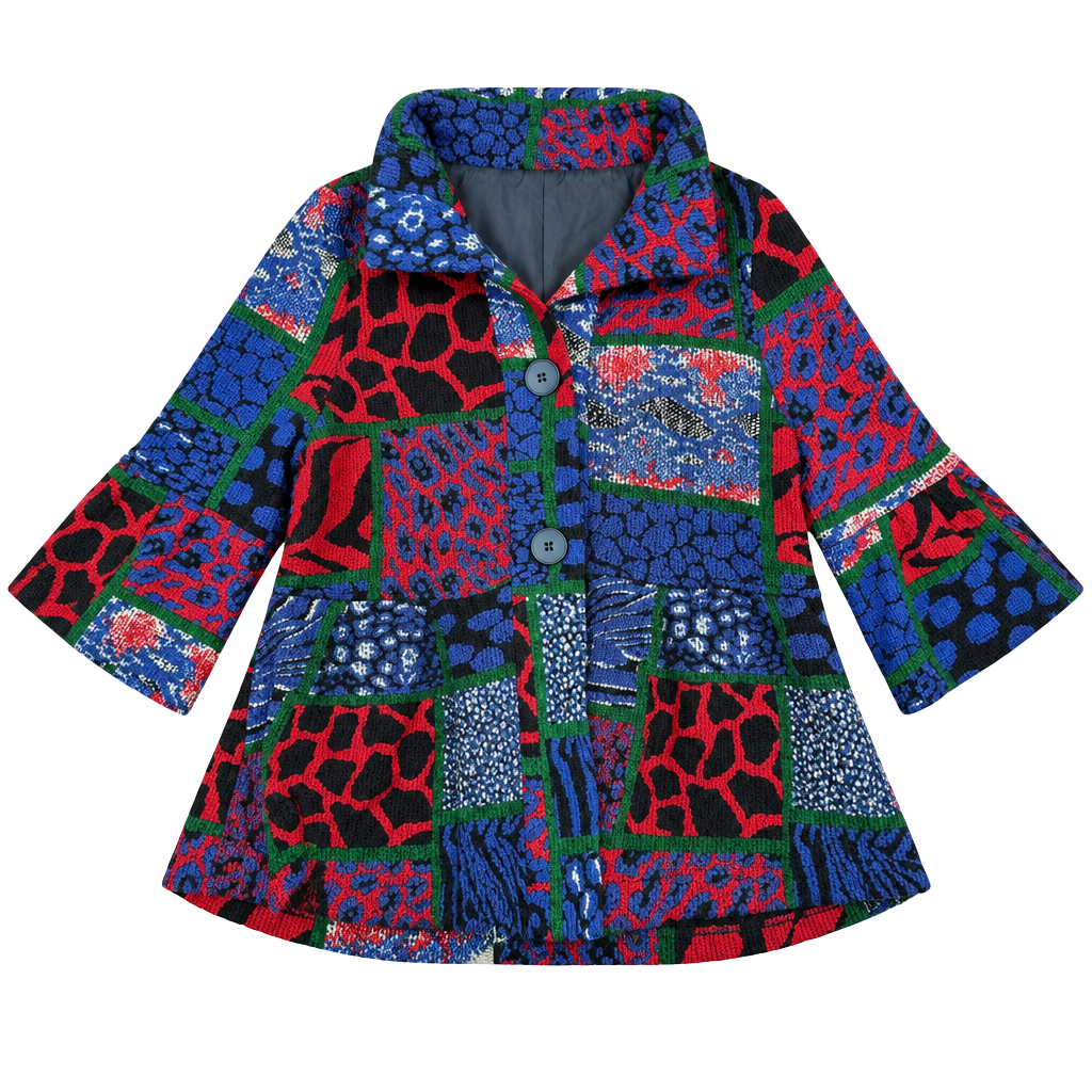 Damee Inc. Patchwork Print Jacket Size XL Colorful Animal Print 1