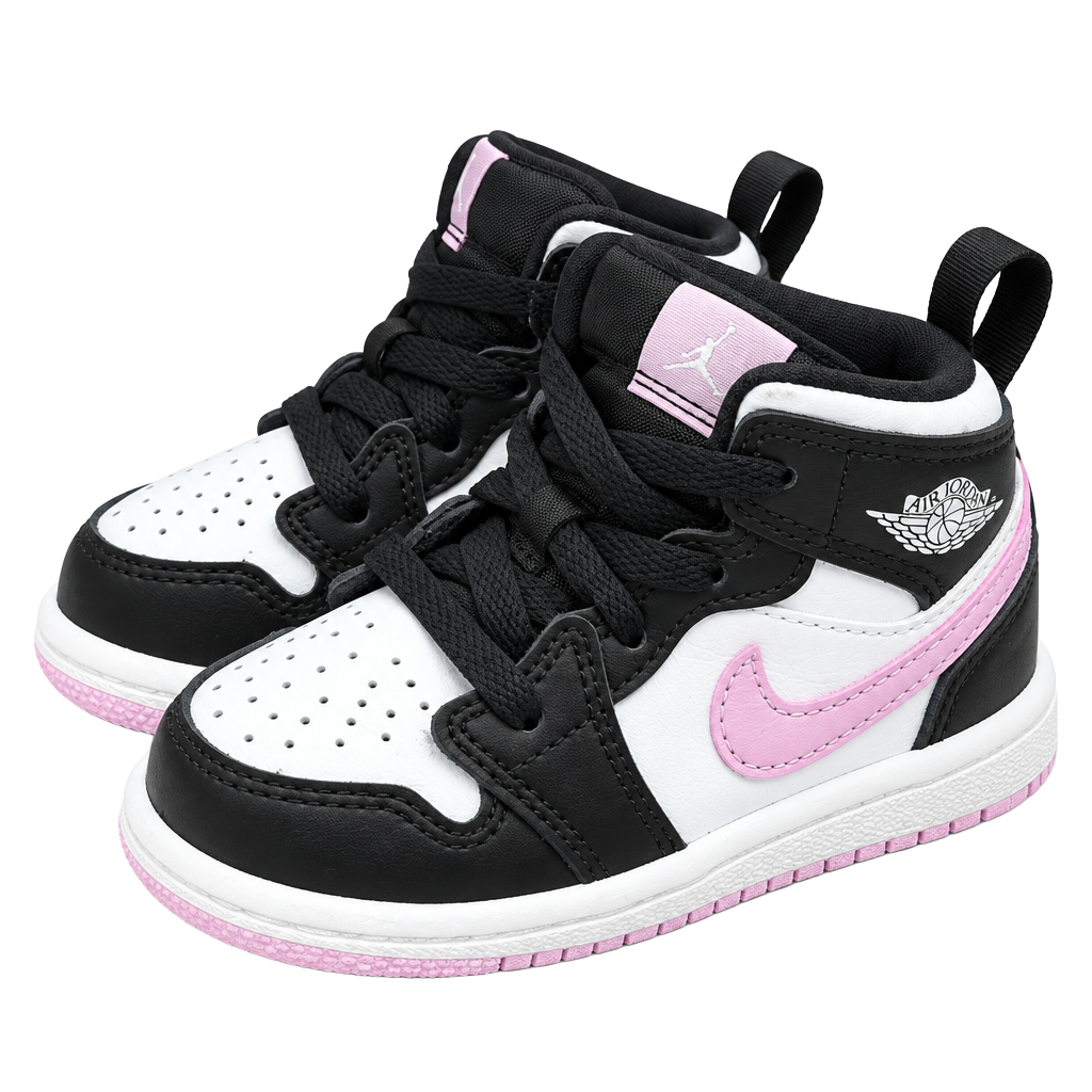 Nike Air Jordan 1 Mid sneakers toddler tennis shoes White Black Pink 1