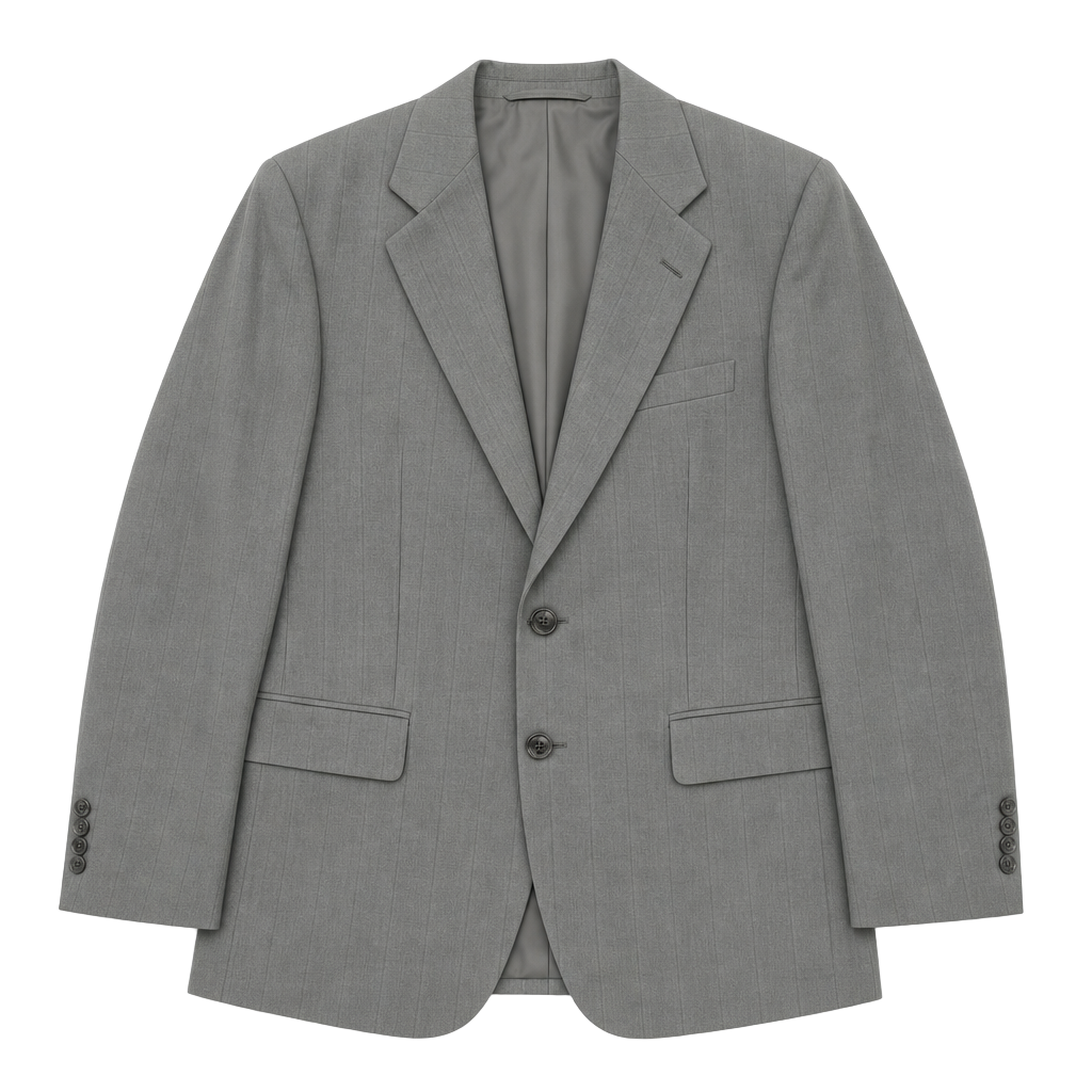Vintage Men's Gray Pinstriped Two-Button Blazer Jacket 1