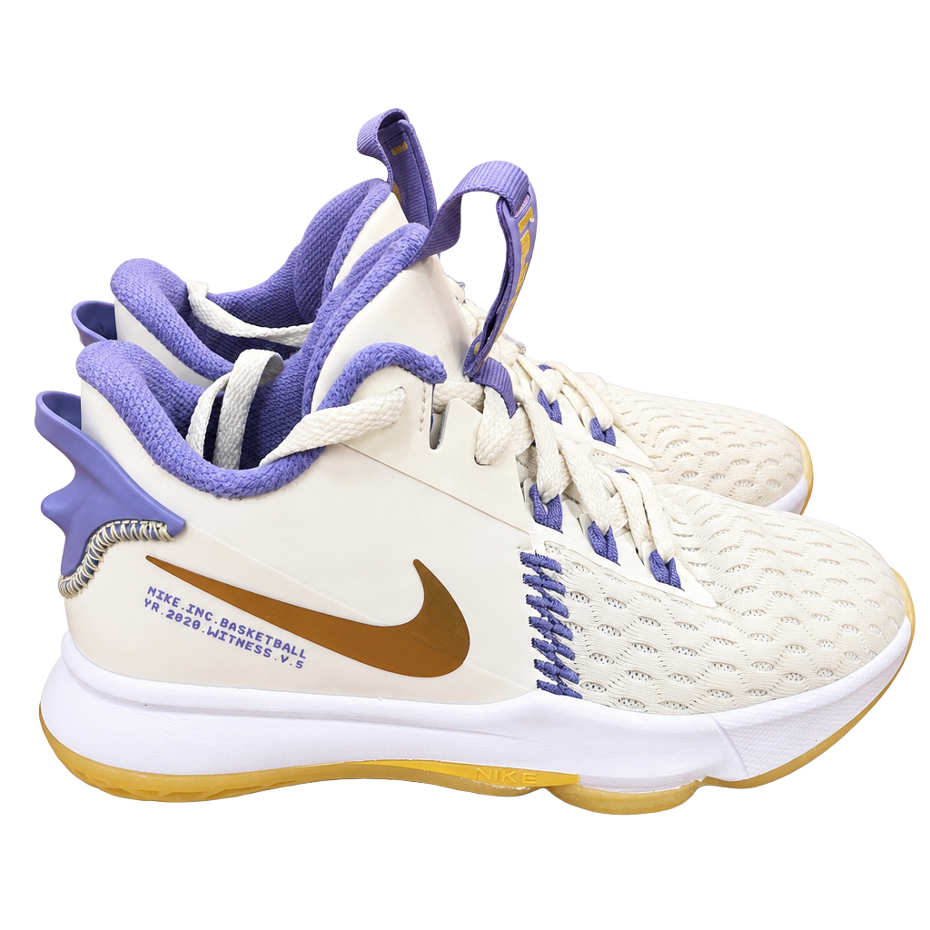 Nike LeBron Witness 5 Size 3Y White Metallic Bronze Basketball Shoes 1