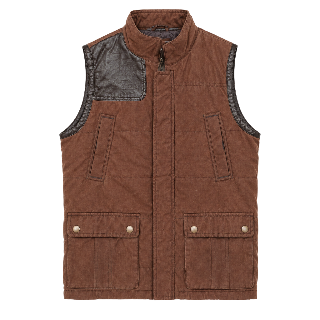 Class Club Puffer Vest Size 14/16 Brown Faux Leather Trim youth 1