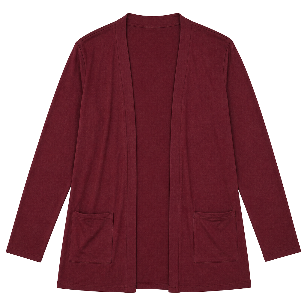Cielo Maroon Open Front Long Sleeve Cardigan with Pockets XL 1