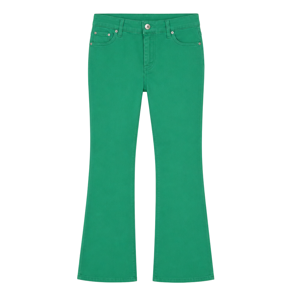 Decoded Women's Green Straight Leg Denim Jeans with Rhinestone Button 1