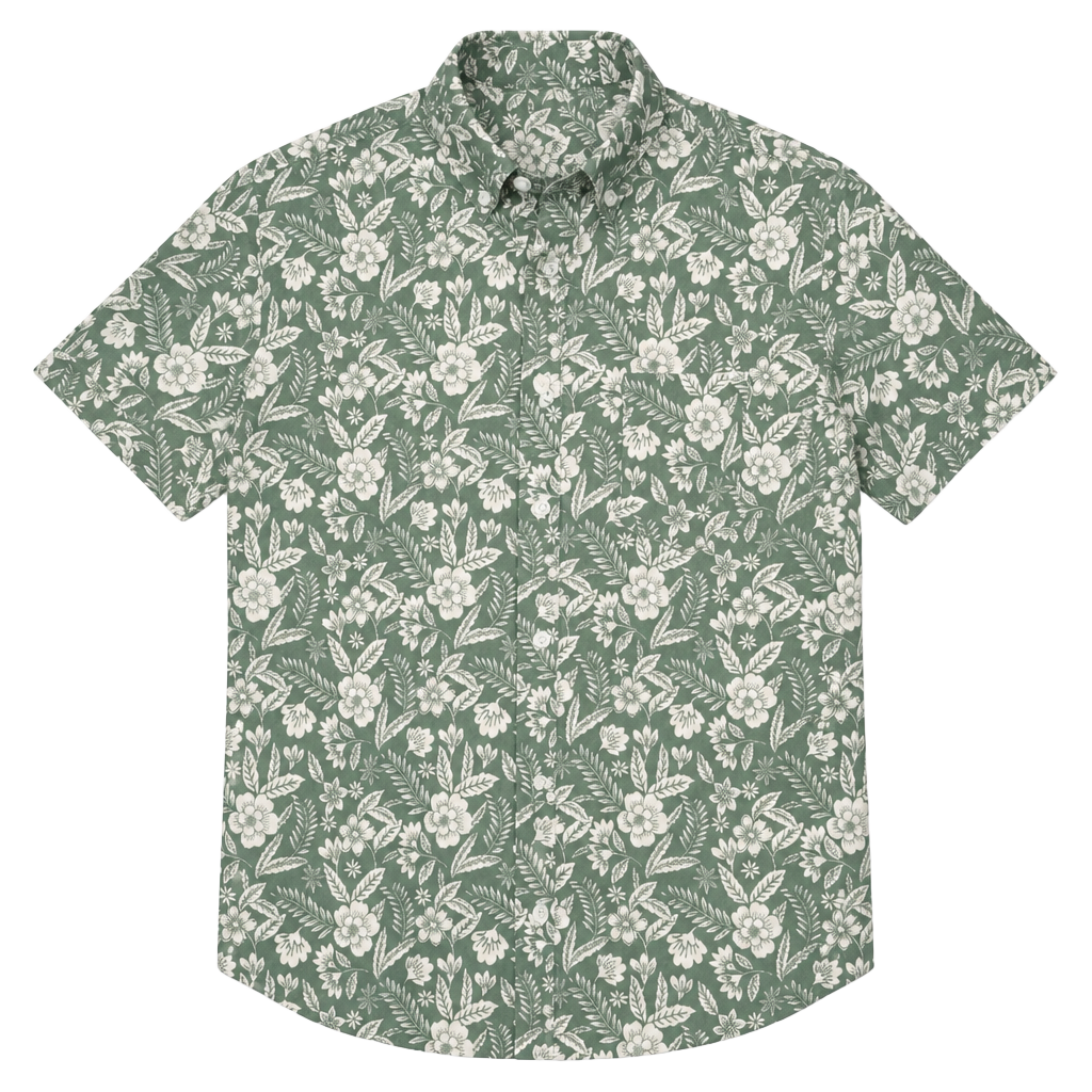 Laguna Est 1946 Men's Green Floral Short Sleeve Button-Down Shirt Size S 1