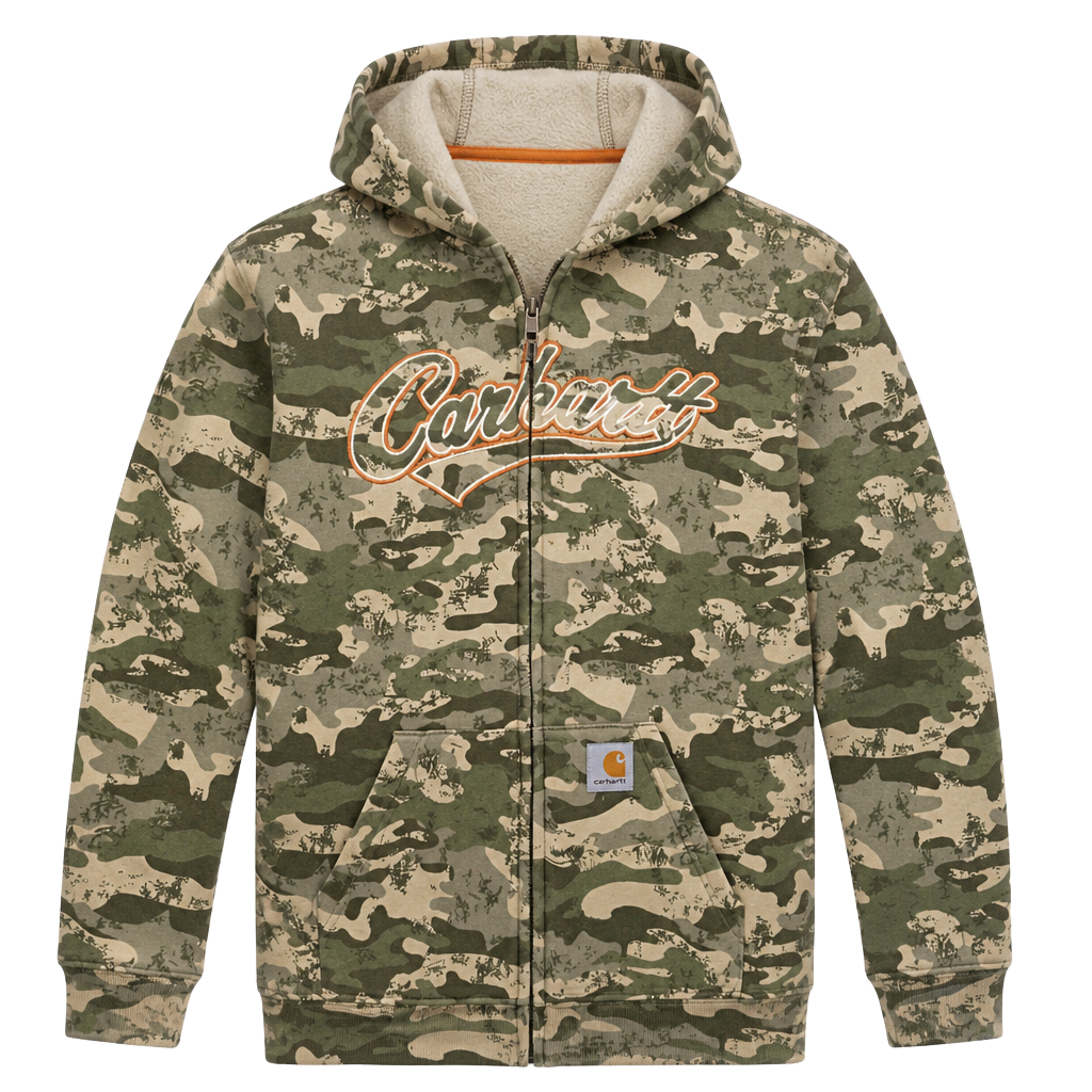 Carhartt Youth Boys Camo Full Zip Hoodie Sweatshirt Size Large 14/16 1