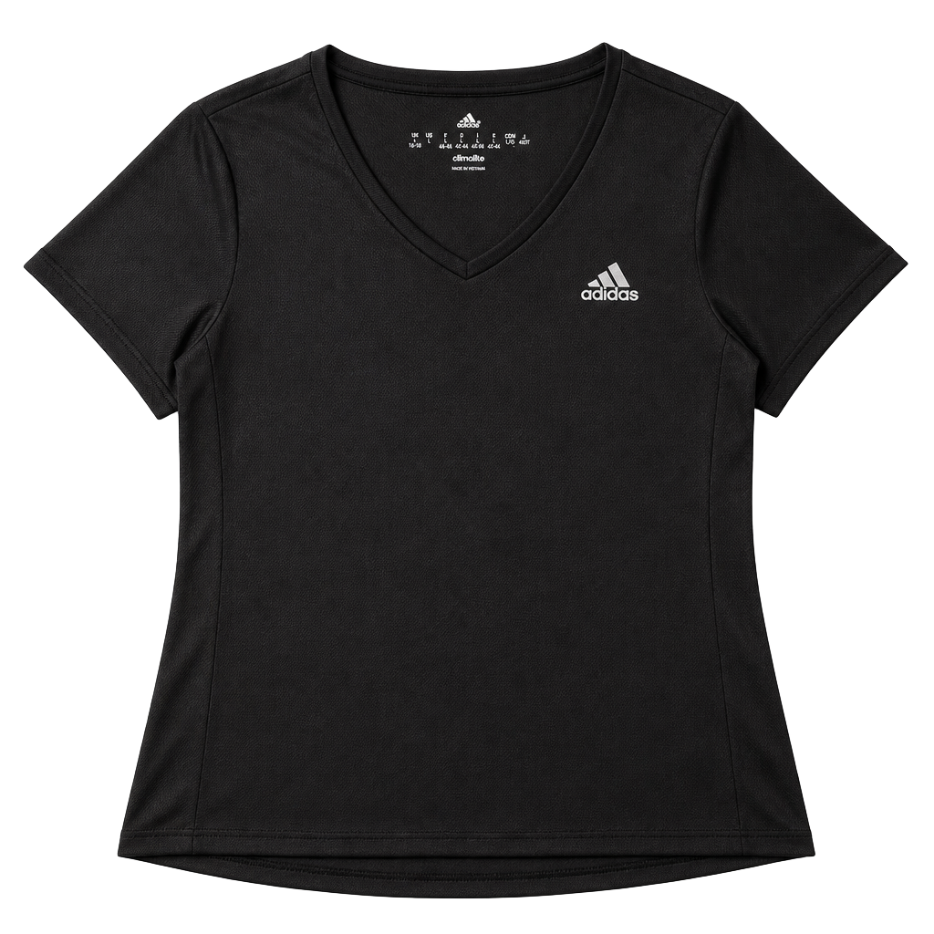 Adidas Climalite Women's Black V-Neck Athletic Short Sleeve T-Shirt Size L 1