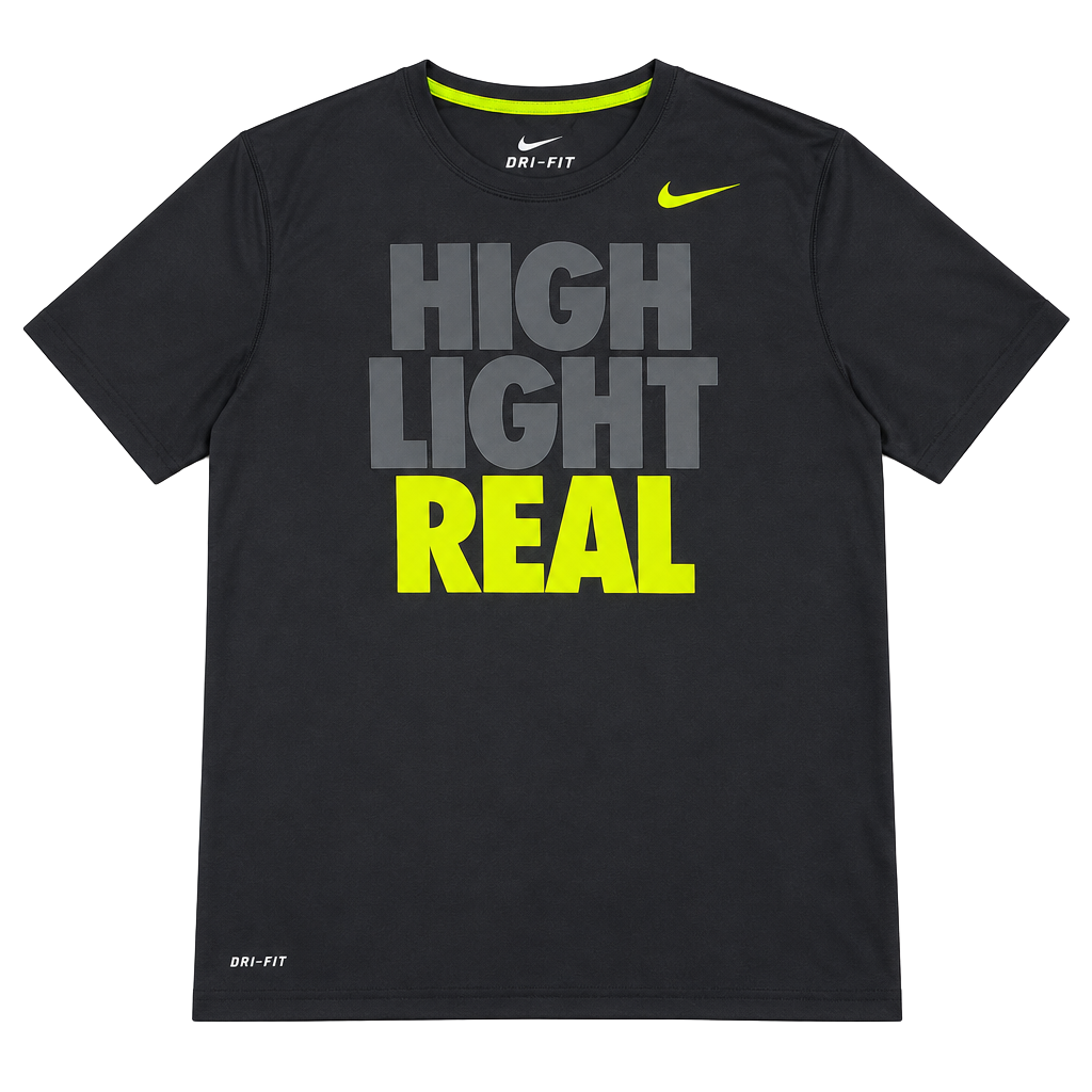 Nike Dri-FIT "High Light Real" Graphic T-Shirt Black Neon XXL 1