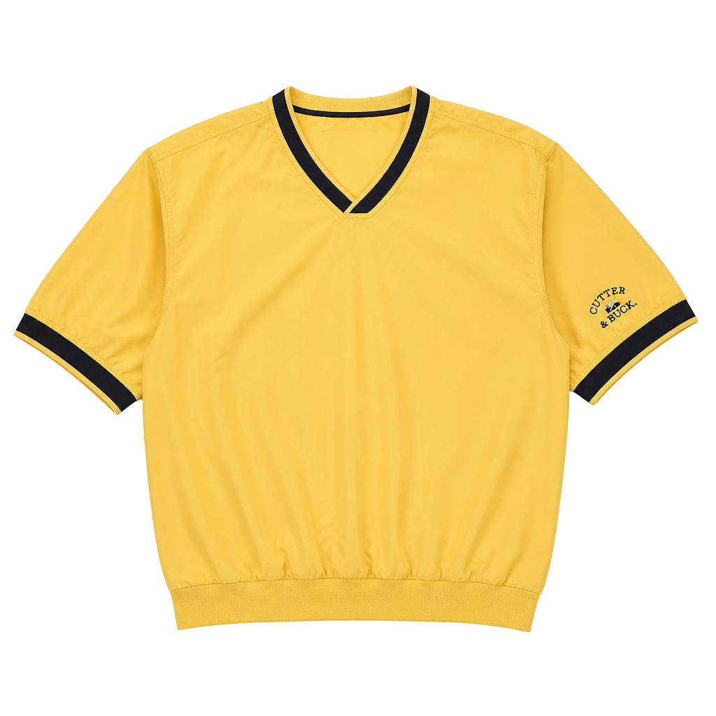 Cutter & Buck Climaguard Short Sleeve V-Neck Windbreaker Pullover Jacket Yellow Size XL 1