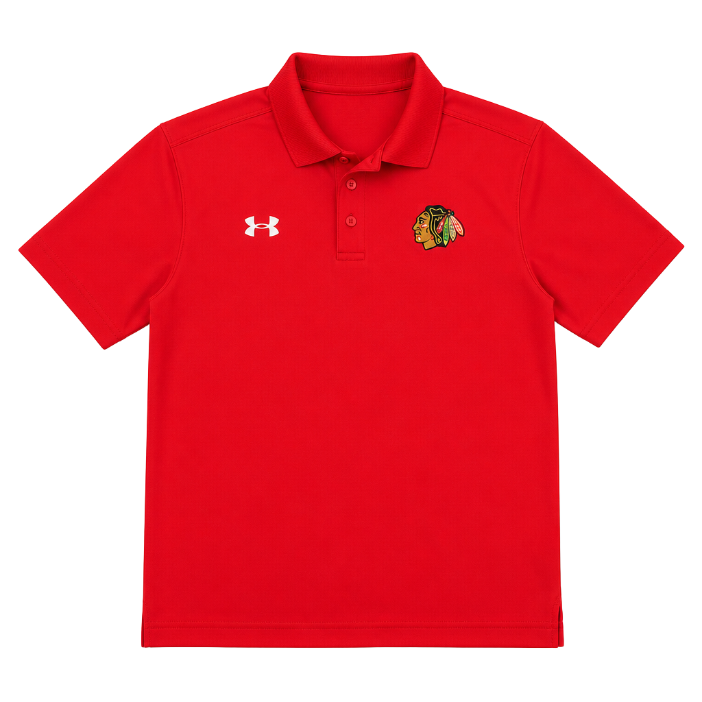 Under Armour Chicago Blackhawks HeatGear Polo Shirt Red Size Large 1