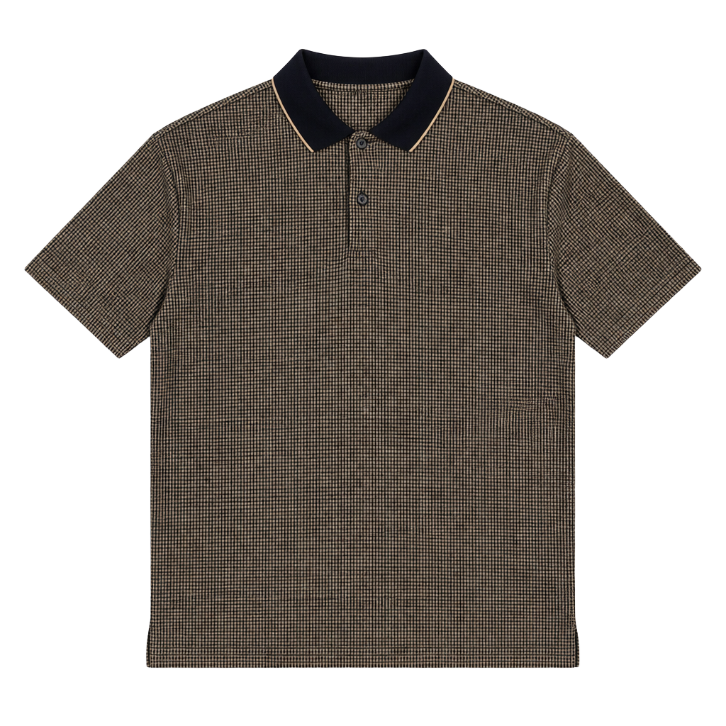 Vintage Cricketeer Mercerized Cotton Knit Polo Shirt XL Brown Black Pattern 1