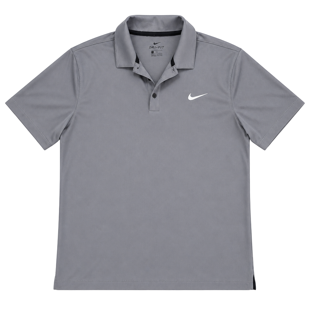 Nike Men's Dri-FIT Solid Logo Golf Polo Shirt Gray Size Large 1
