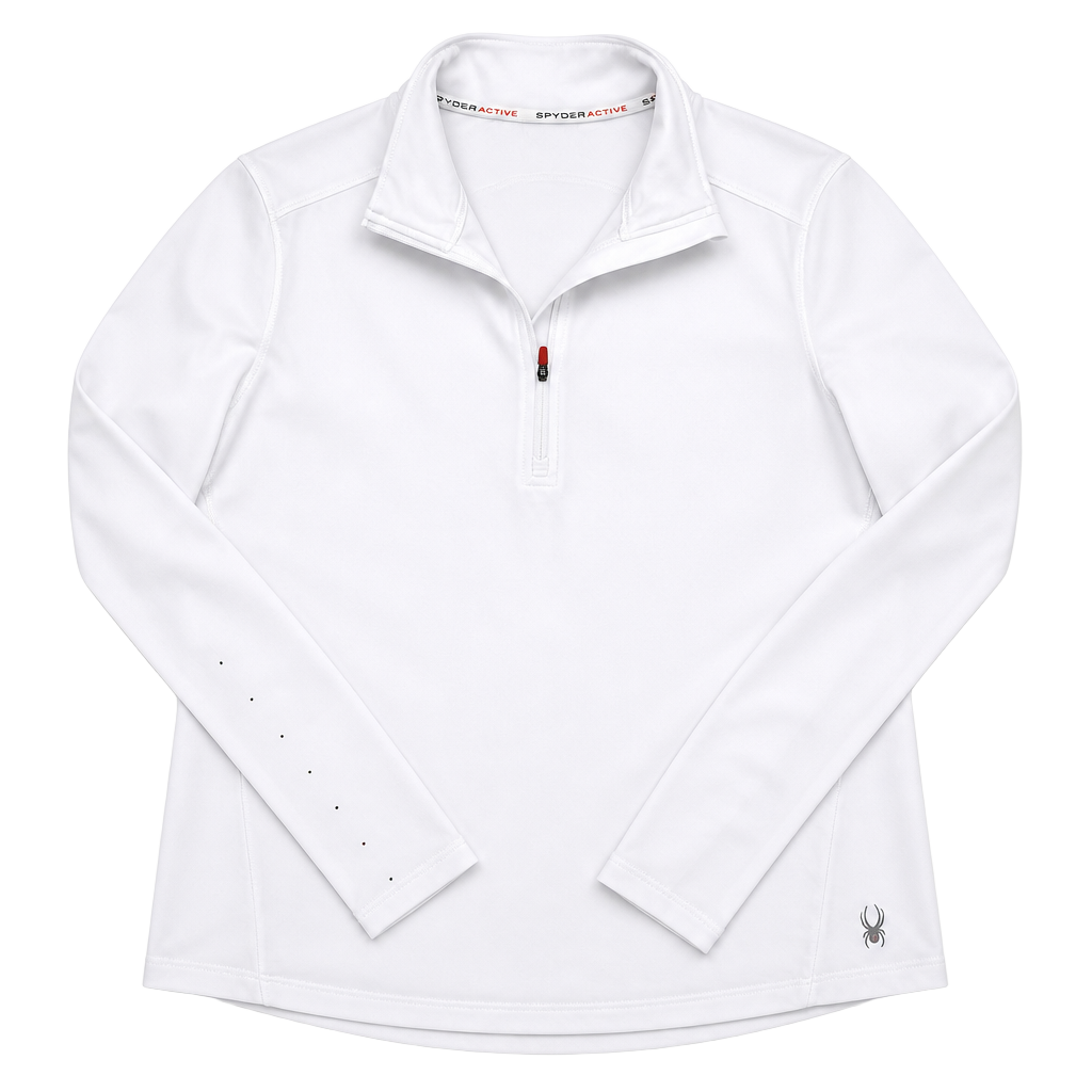 Spyder Active Women's White Quarter-Zip Long Sleeve Performance Top Size L 1