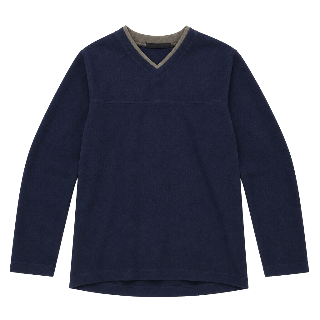 Trader Bay Vintage Navy Blue Fleece V-Neck Pullover Sweater XLT 1