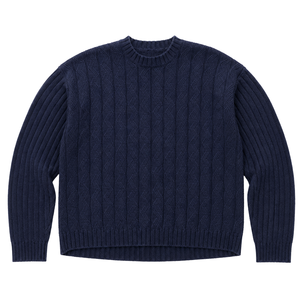 Vintage Towncraft Navy Crewneck Cable Knit Sweater XXL 1