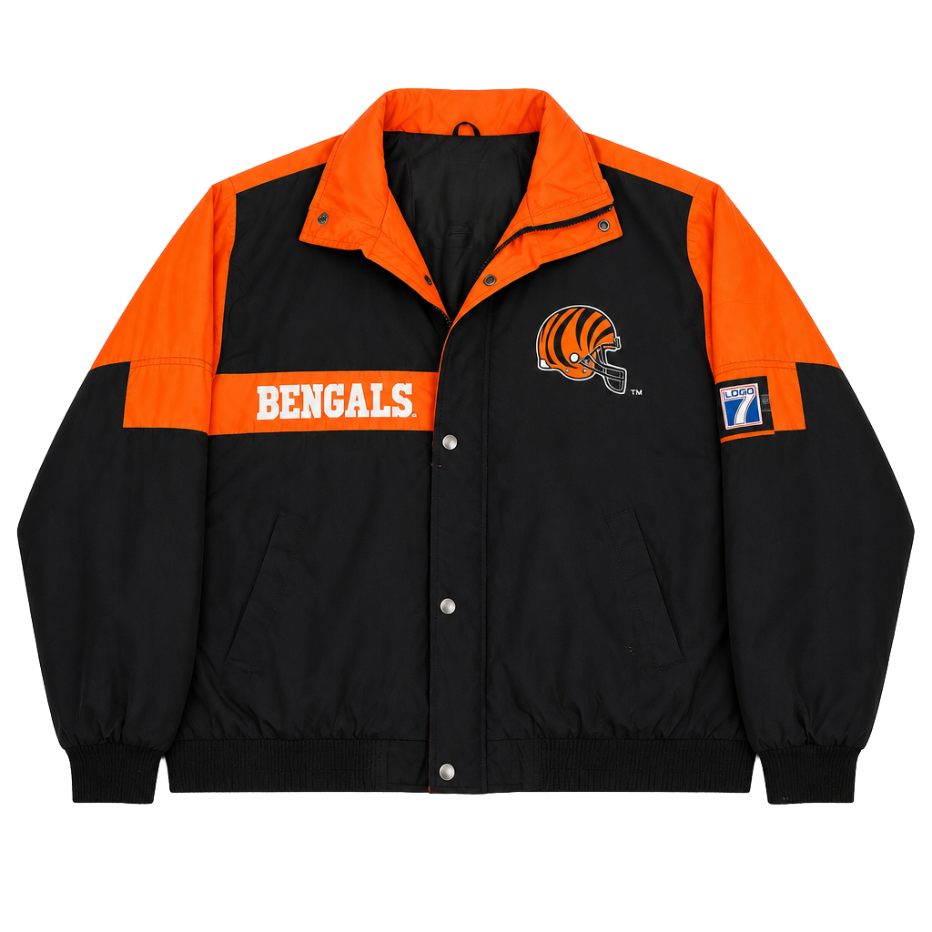 Vintage 90s Cincinnati Bengals Logo 7 NFL Full Zip Winter Jacket Men's Large 1
