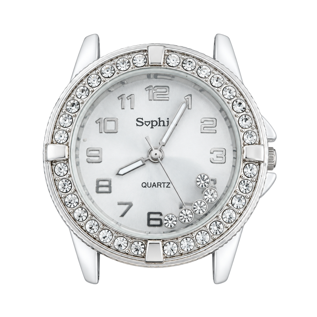 Collezio Sophie White Quartz Watch Floating Rhinestones Dial 1